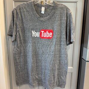 YouTube Heather Grey Unisex Adult T-shirt, Size Large